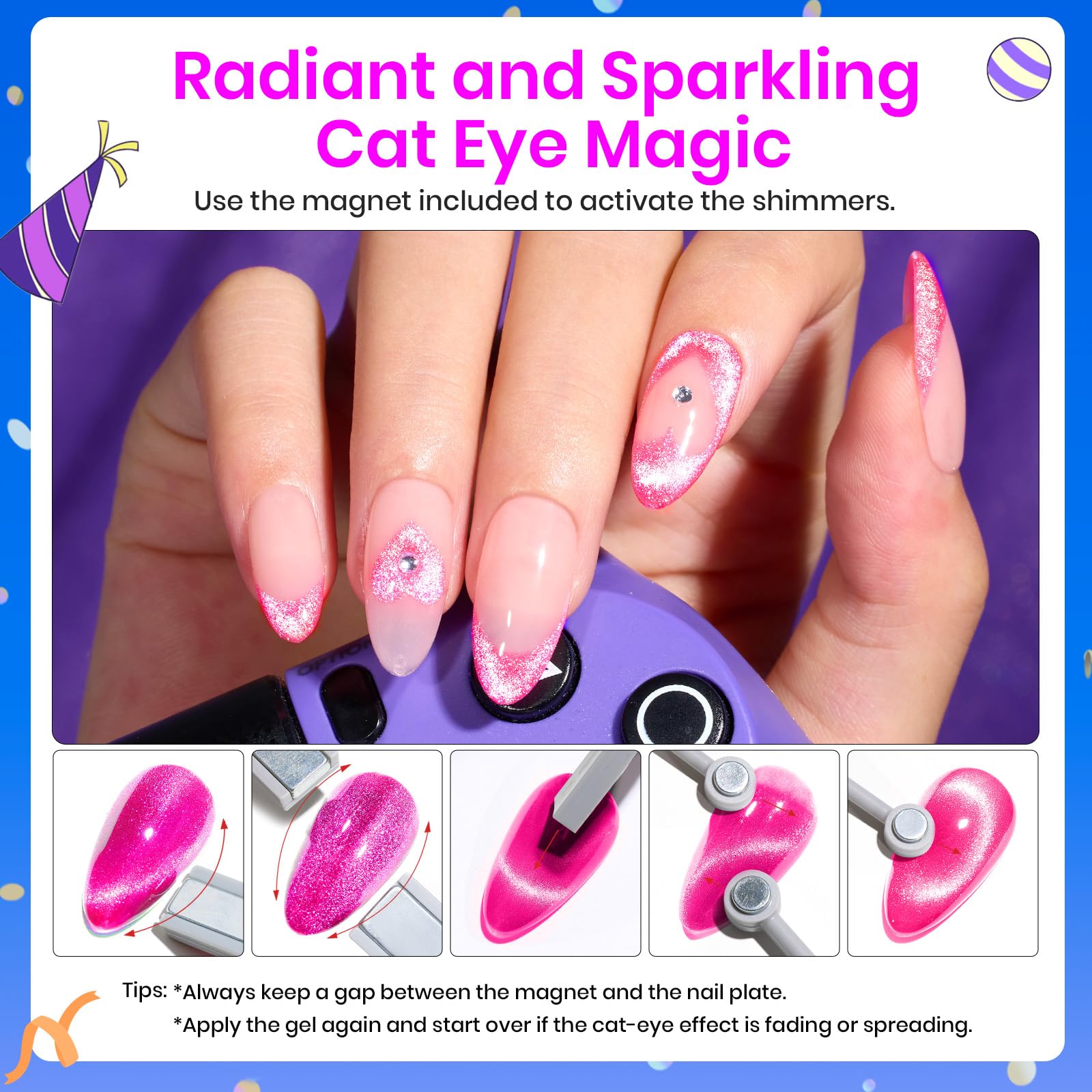 Beetles esmalte gel ojo de gato rosa, color vivo y efecto seductor para primavera