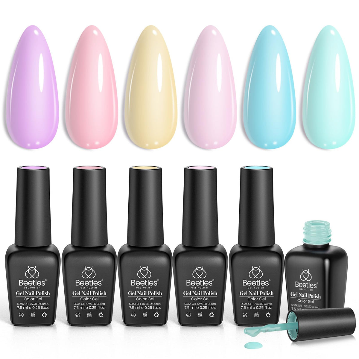 Beetles esmalte gel pastel rosa, tono suave para uñas elegantes.