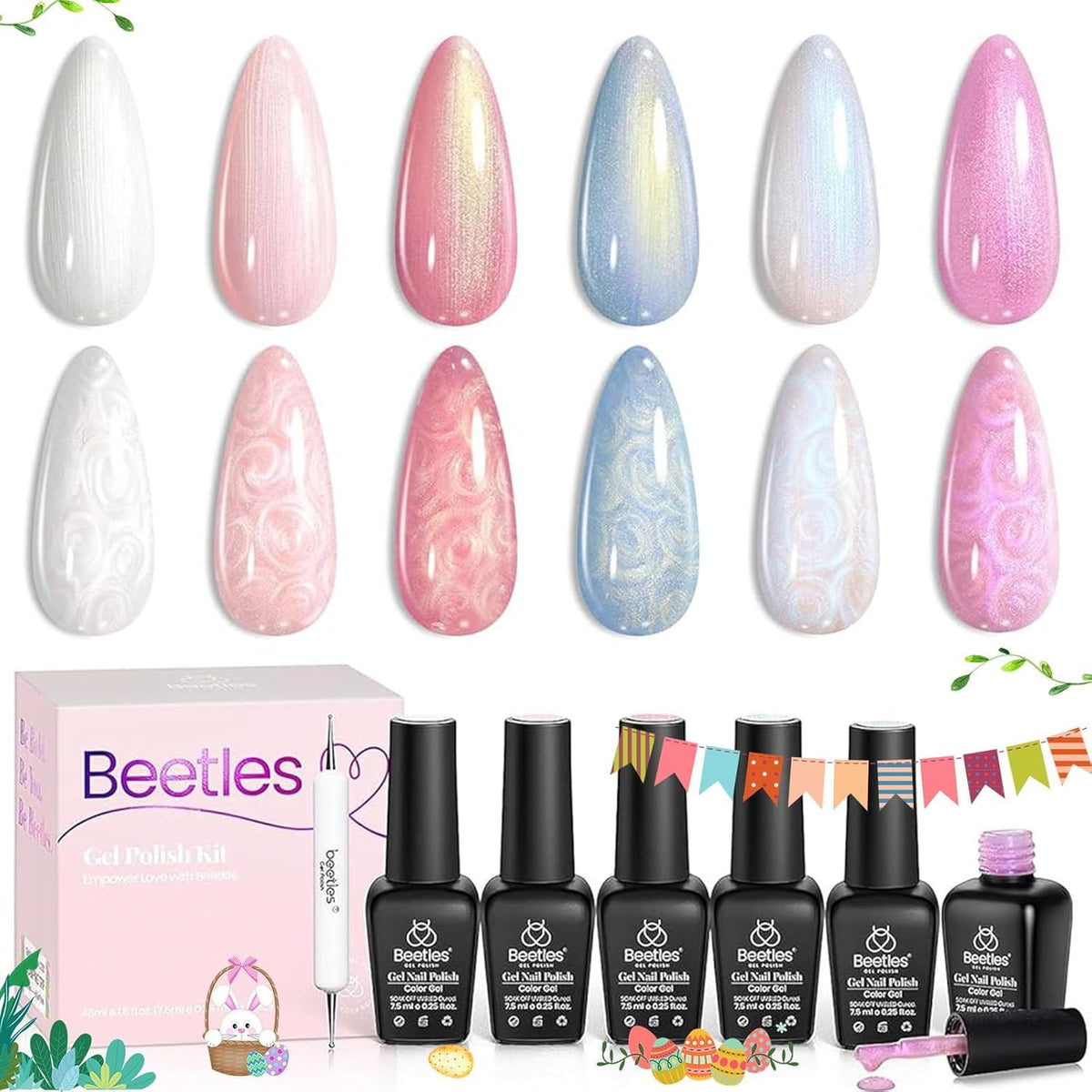 Beetles Pearl Gel, enfoque perla, manicura duradera con brillo suave