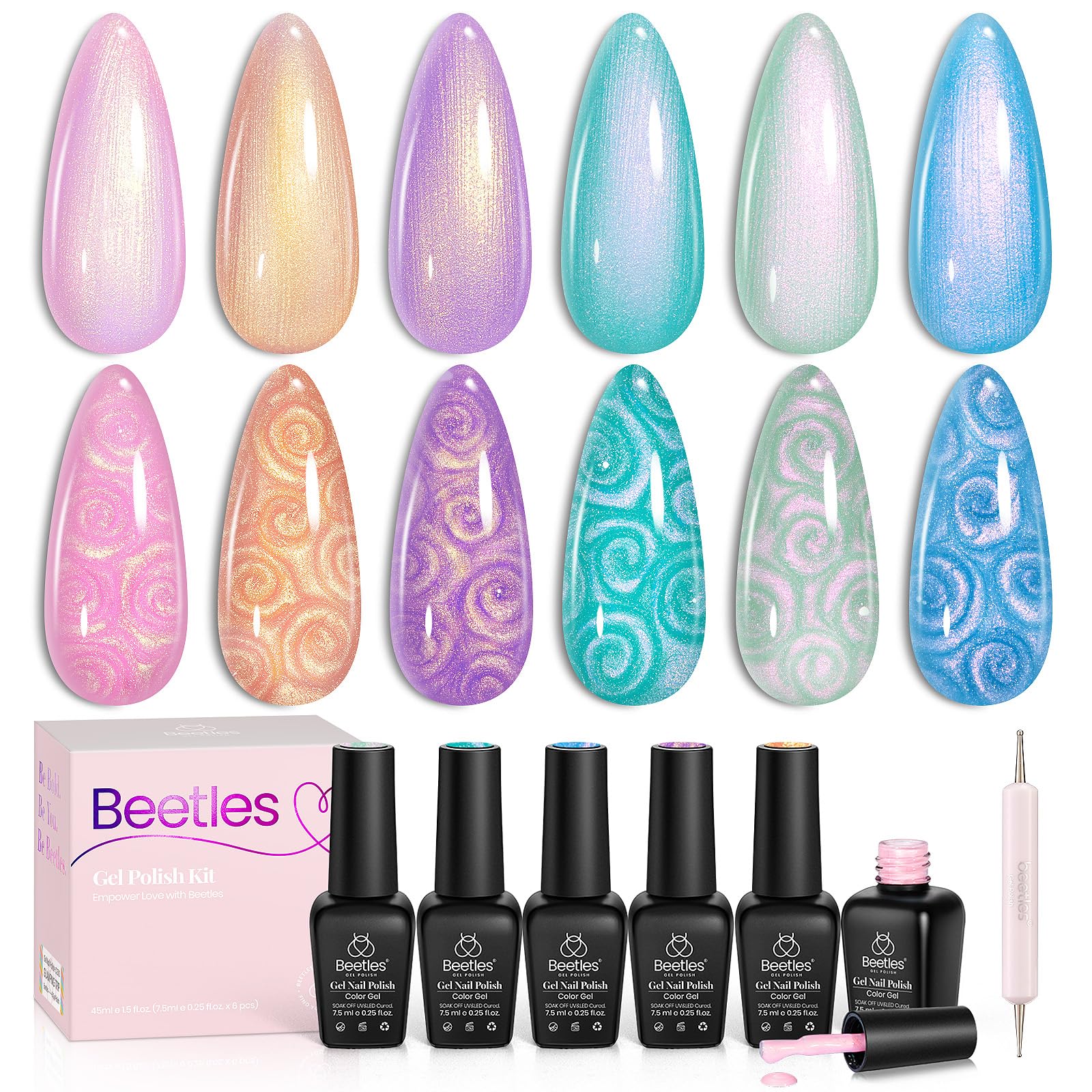 Beetles Esmalte gel perlado con diseño sirena y acabado perlado
