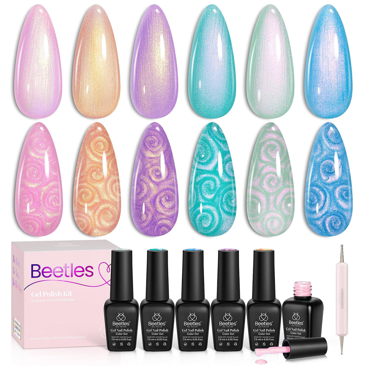 Beetles Esmalte gel perlado con diseño sirena y acabado perlado