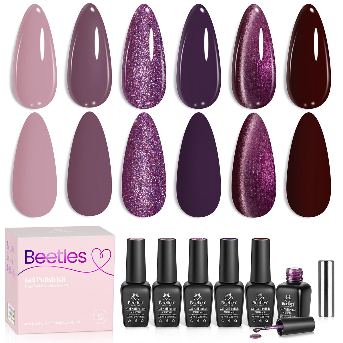 Beetles es esmalte gel purpura: seis colores para uñas vibrantes.