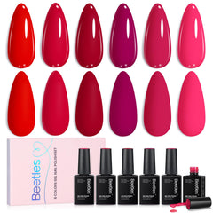 Beetles Gel Polish Horizonte Carmesí: 6 colores para uñas brillantes en casa.