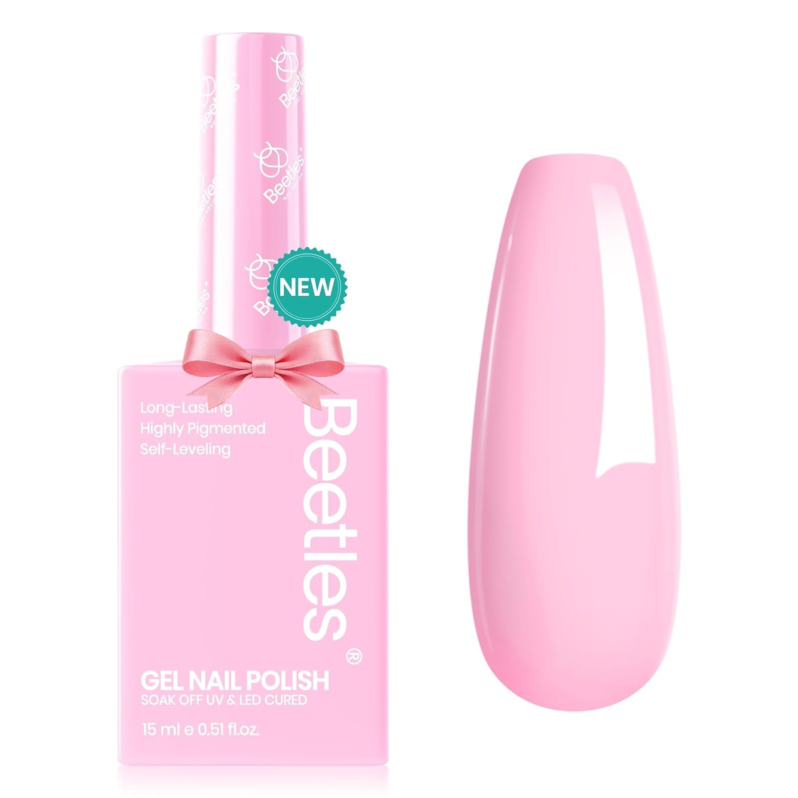 Beetles Esmalte Gel Rosa Claro Rosy Glow en botella, tono pastel duradero