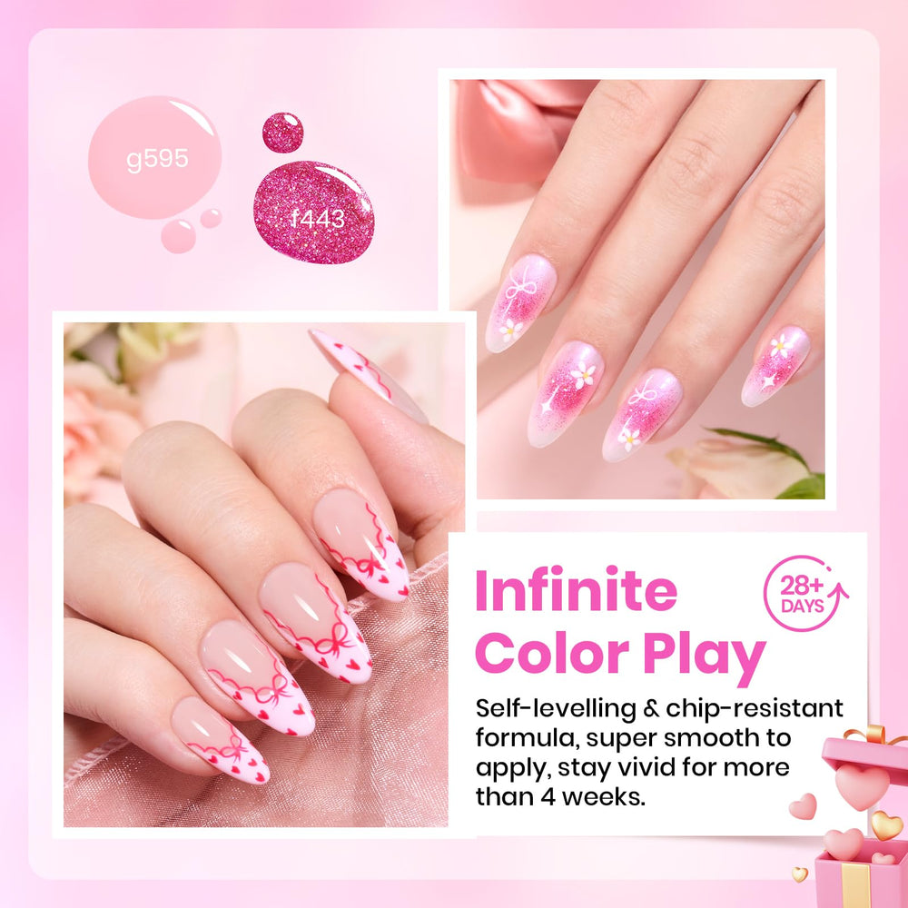 Beetles gel rosa con brillos para uñas llamativas