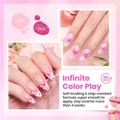 Beetles gel rosa con brillos para uñas llamativas