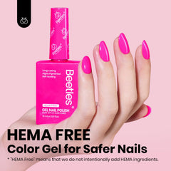 Aplicación suave del esmalte gel Beetles rosa neón en uñas