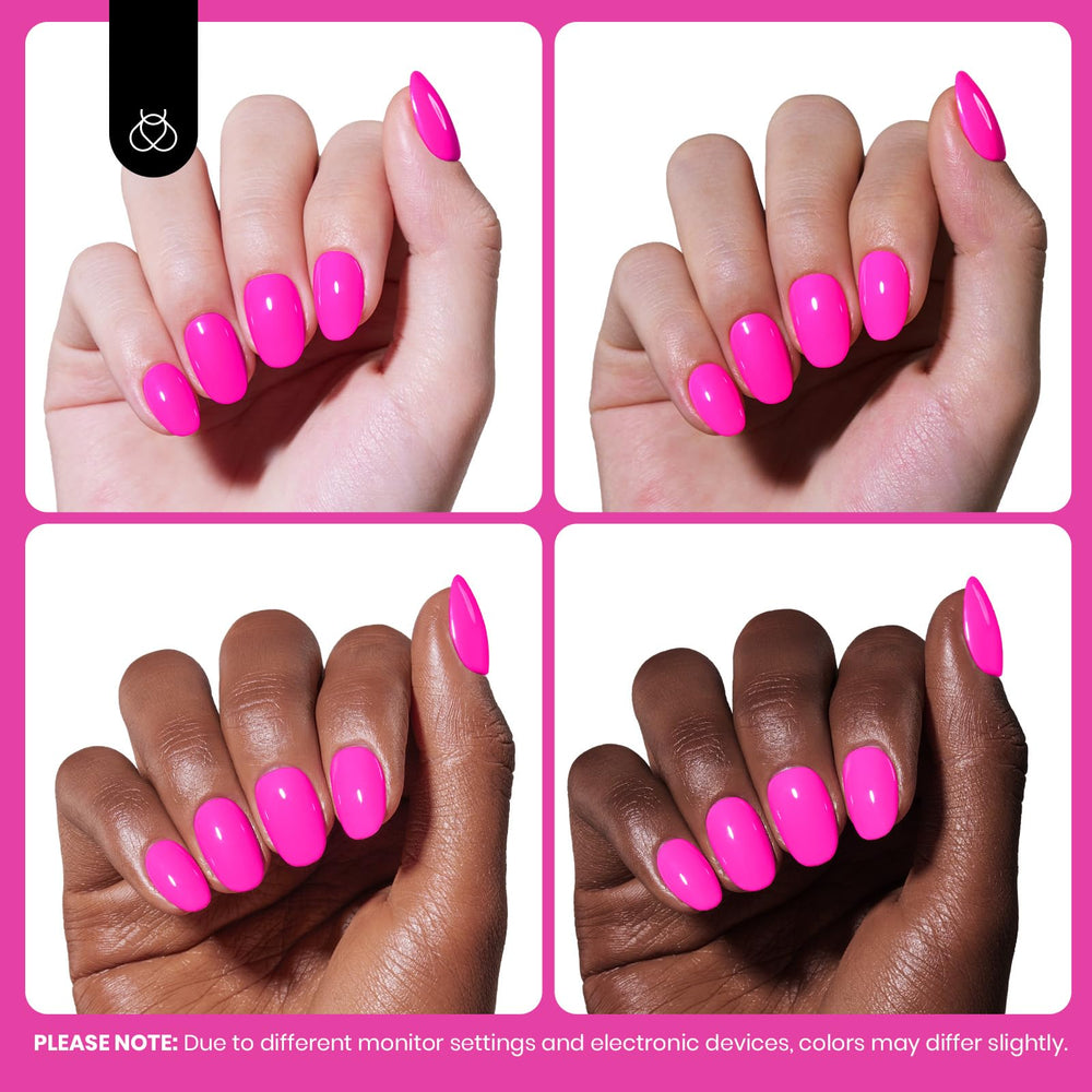 Manicura con Beetles rosa neón en la mano para look audaz