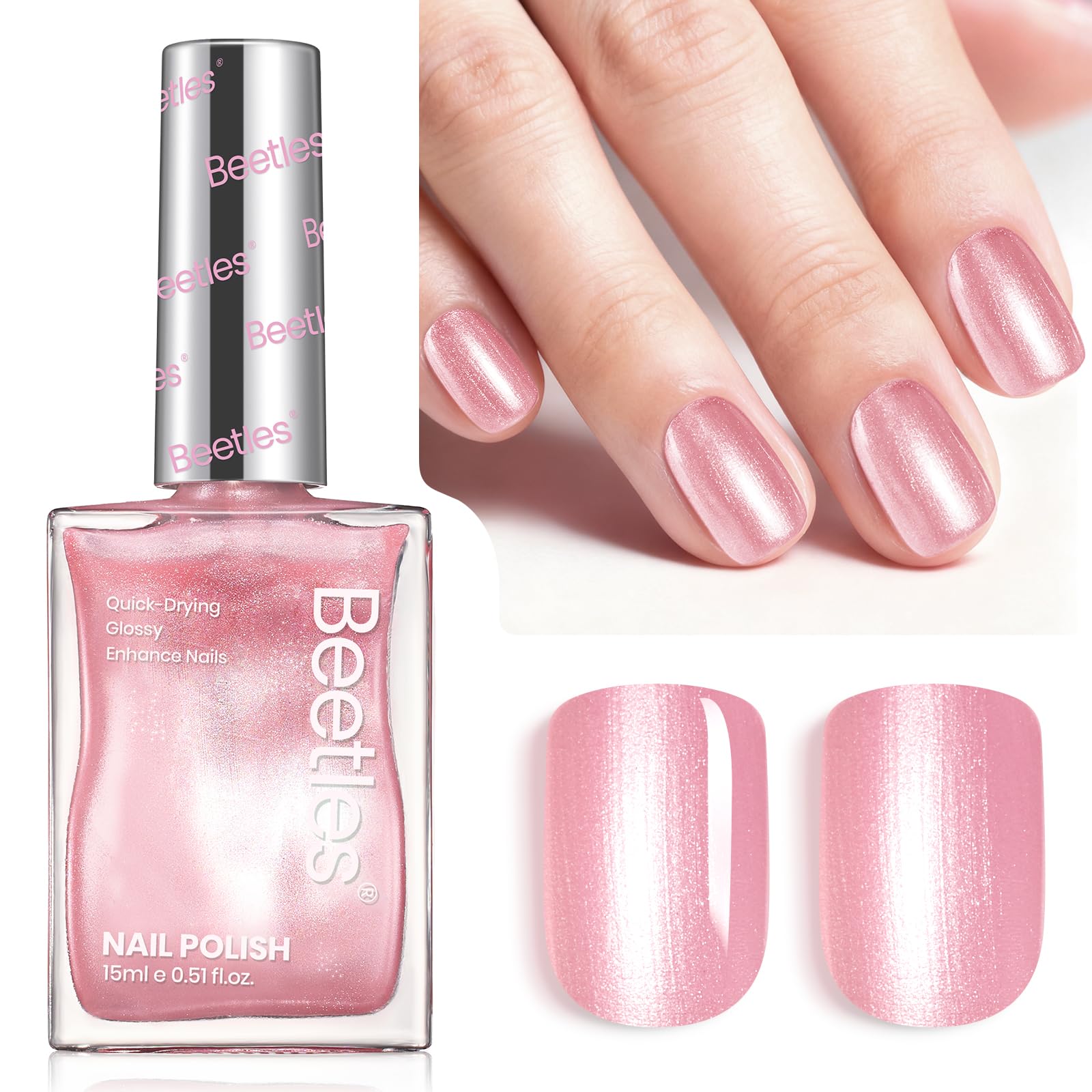 Beetles Esmalte Rosa - Secado rápido al aire ideal para retoques.