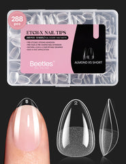 Beetles Extensiones de Uñas Almendra Cortas Transparentes para un look natural