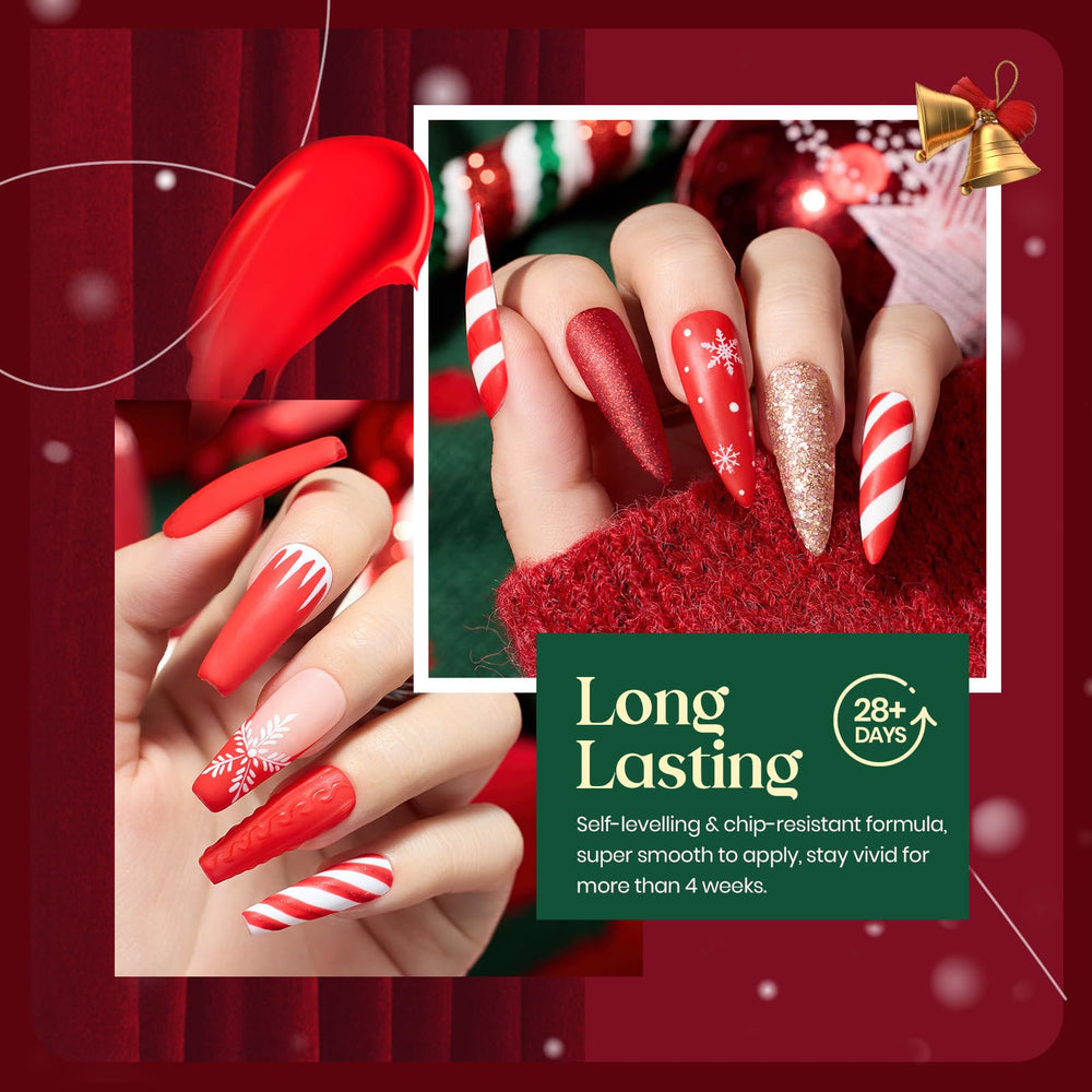 Beetles Flame Red glitter polish provides bold, eye-catching nails.