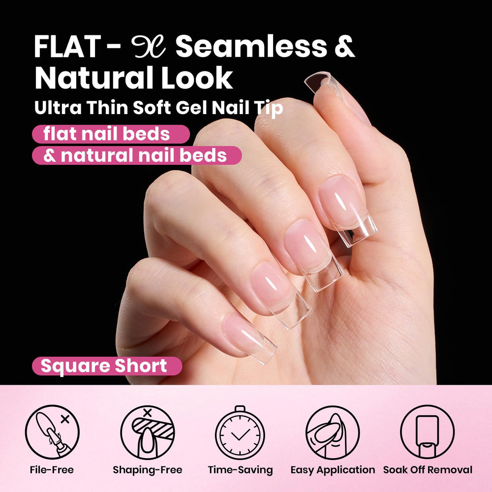 Beetles Flat-X con adherencia duradera para uñas naturales