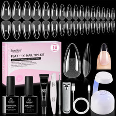 Beetles Flat-X almond nail tips for secure, natural-looking wear