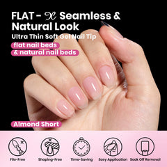 Beetles Flat-X Almendra Short, 16 tallas para ajuste personalizado en diversas uñas.