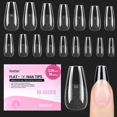 Beetles Flat-X tips uñas forma coffin mediana para ajuste cómodo y sin levantamiento