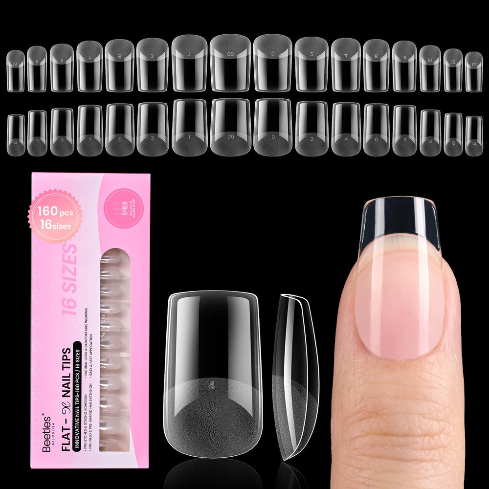 Beetles Flat-X extensiones planas cuadradas cortas para ajuste cómodo sin levantamiento.