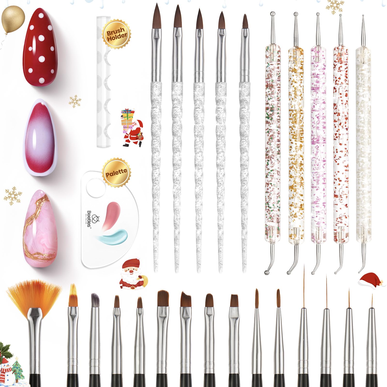 Beetles flower pattern demos show elegant nail art ideas