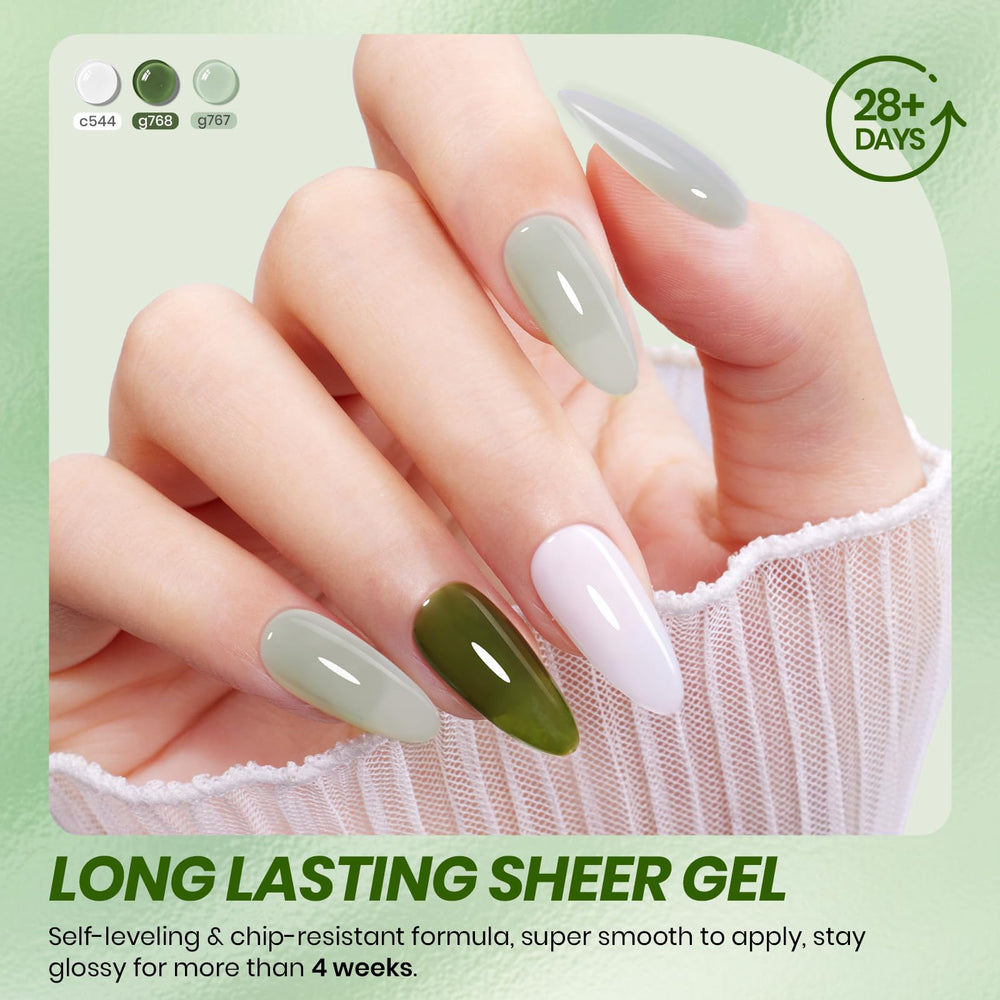 Beetles Forest Veil Jelly Polish verde salvia para manicura elegante y natural