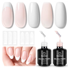 Beetles Frances Tip esmalte de gel blanco, acabado limpio para uñas elegantes en casa.