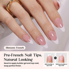 Beetles, acabado rosado tipo gel en uñas postizas francesas