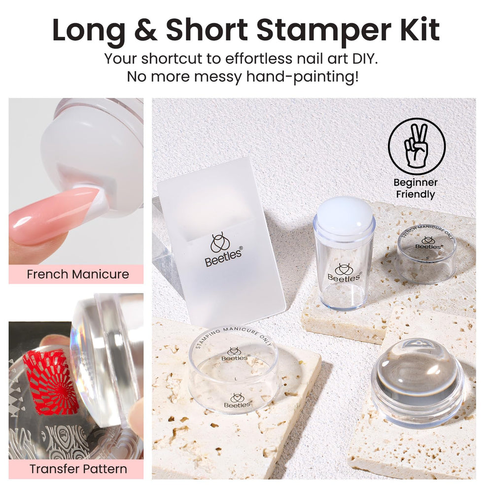 Beetles stamping kit shows two stampers for different nail sizes.