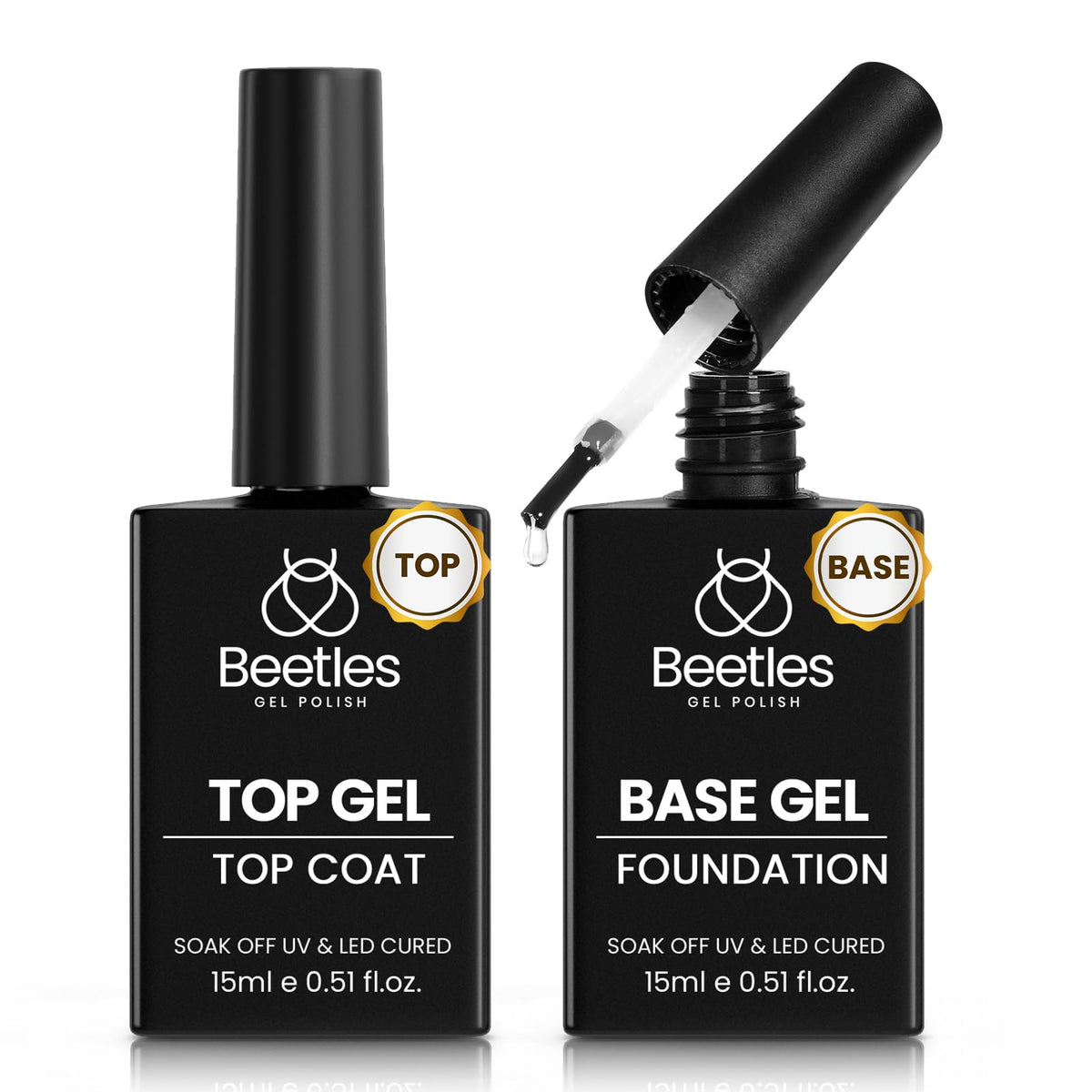 Beetles Gel Base Coat bottle for a smooth nail foundation and lasting wear.