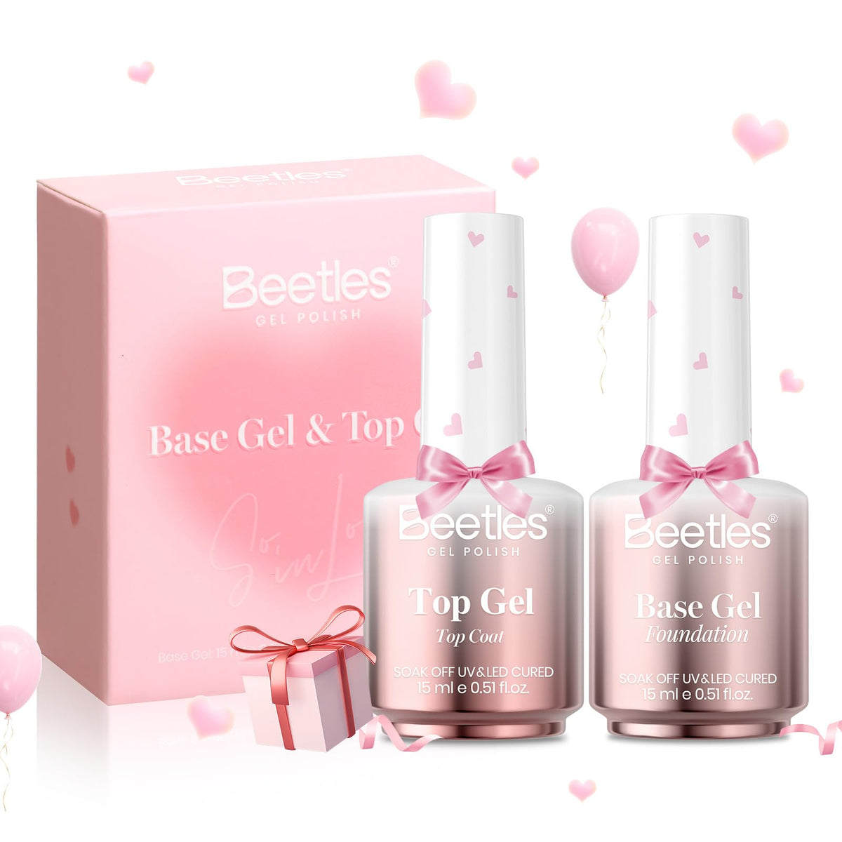 Beetles Gel Base Top Coat Set packaging highlighting festive gift appeal