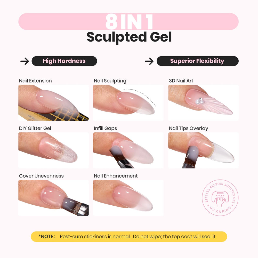 Beetles Gel Builder Rosa translúcido, aplicación fácil y precisa.