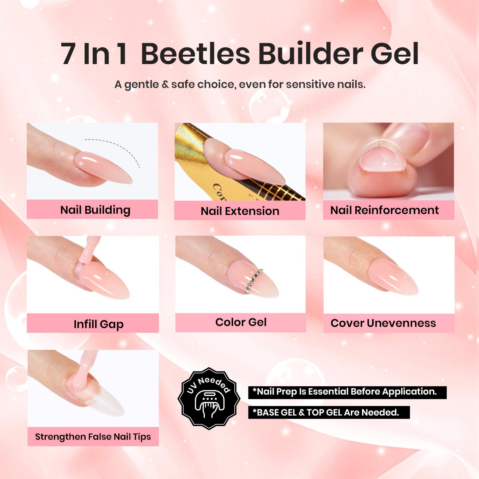 Beetles Builder Gel uñas: cobertura lisa que realza la superficie
