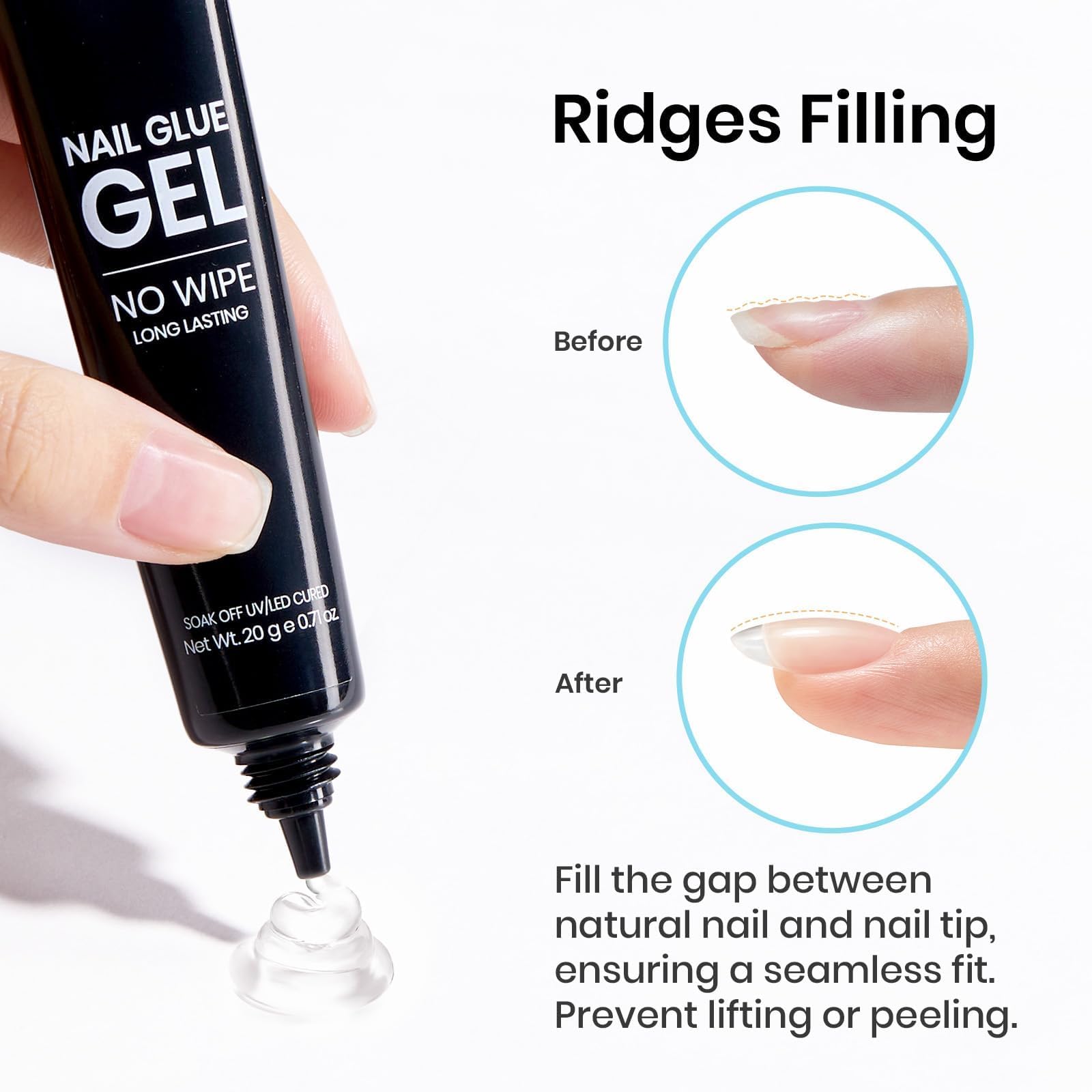 Beetles gel cierre firme para uñas adheridas, sostenido y cómodo.