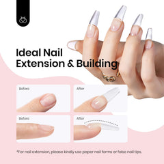 Beetles Gel Duro Extensiones Uñas, compatible con uñas largas y duraderas.