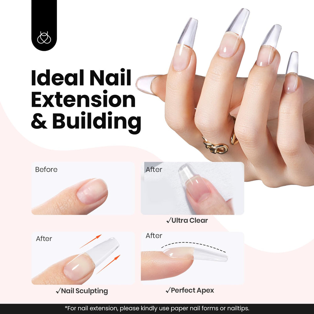 Beetles Gel para extensión de uñas, curva natural elegante.