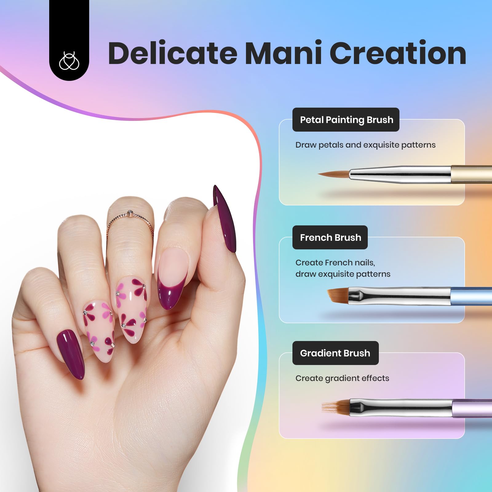 Beetles Gel Nail Art Brush French brush for clean tip definitions