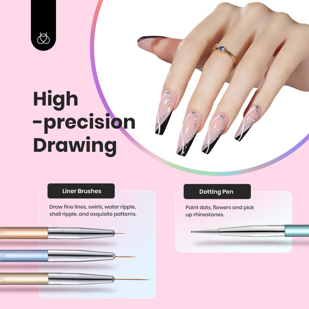 Beetles Gel Nail Art Brush long liner for precise lines and tips