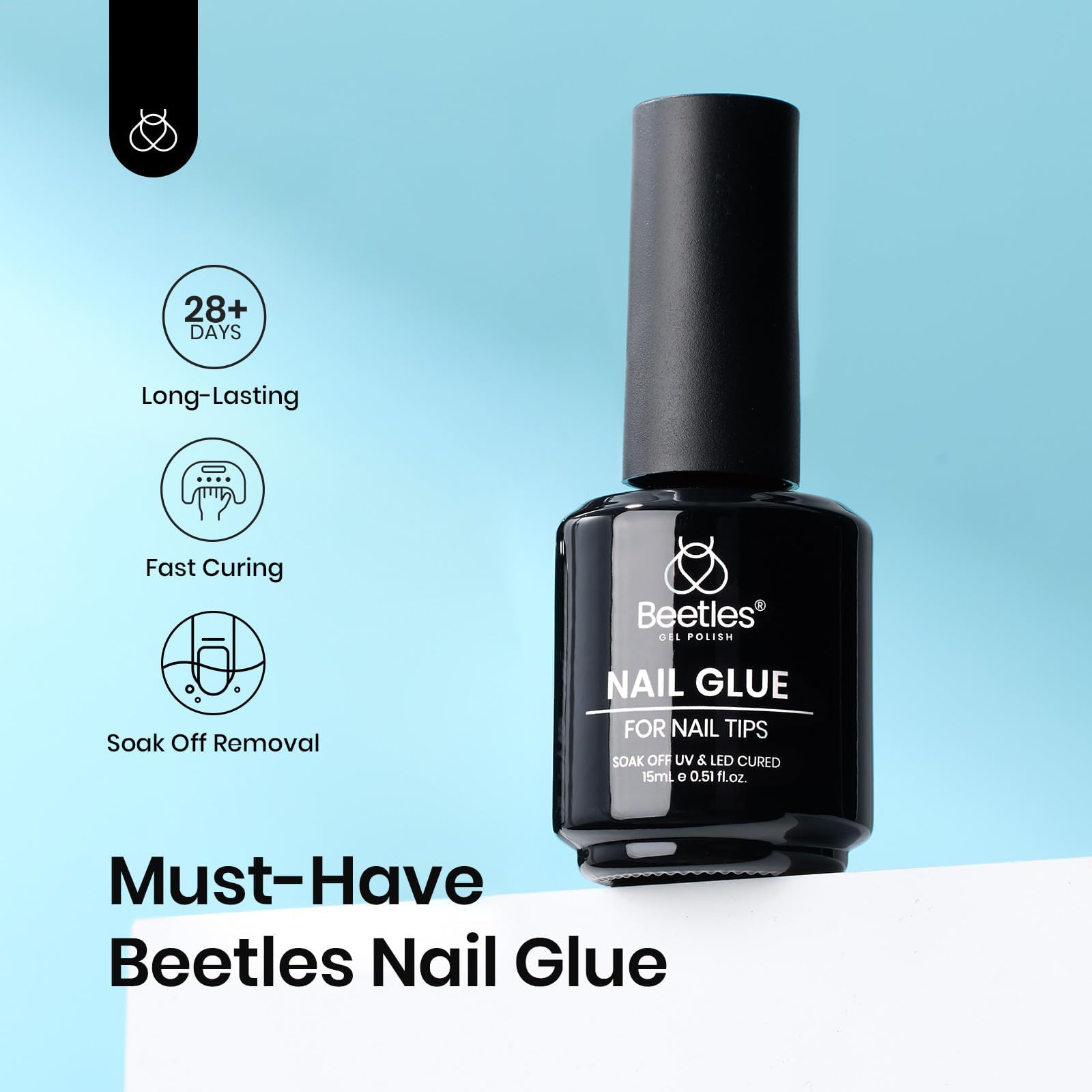 Beetles 9 en 1 ofrece sujeción duradera de hasta 28 días en uñas.