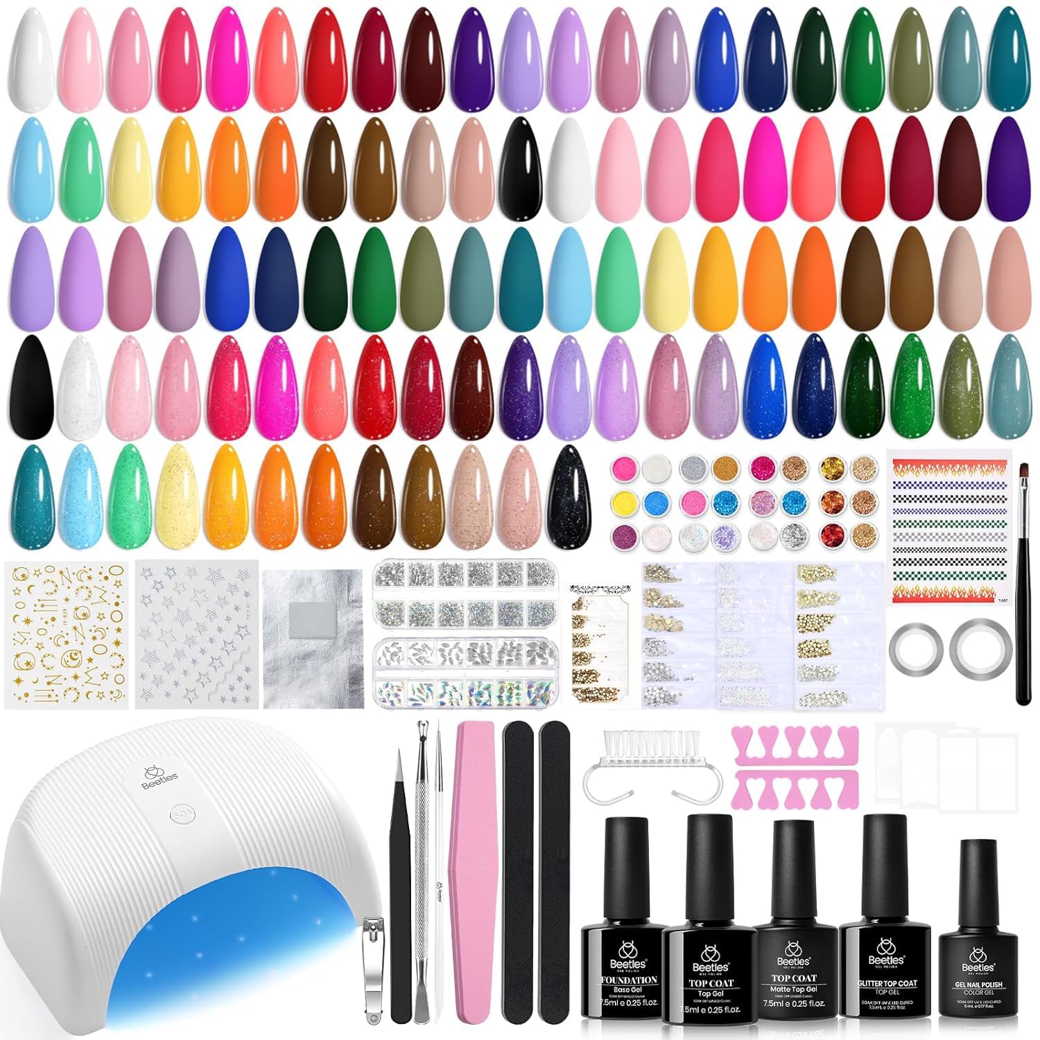 Beetles Gel Nail Kit color swatches for at-home manicures