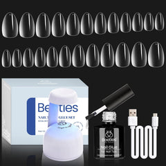 Beetles, almendra corta: acabado elegante y uñas extendidas.