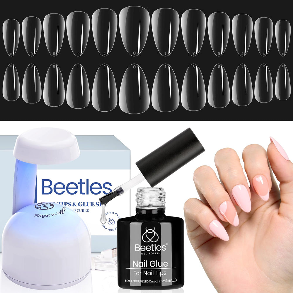 Beetles Gel Nail Kit con lámpara UV para secado rápido y resultados consistentes.