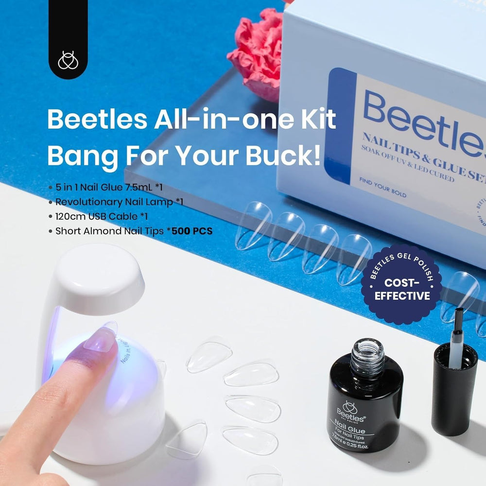 Beetles Gel Nail Kit: 500 puntas para extensiones precisas.