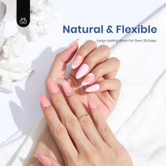 Beetles Gel Polish half-matte almond tips close-up showing adhesion.