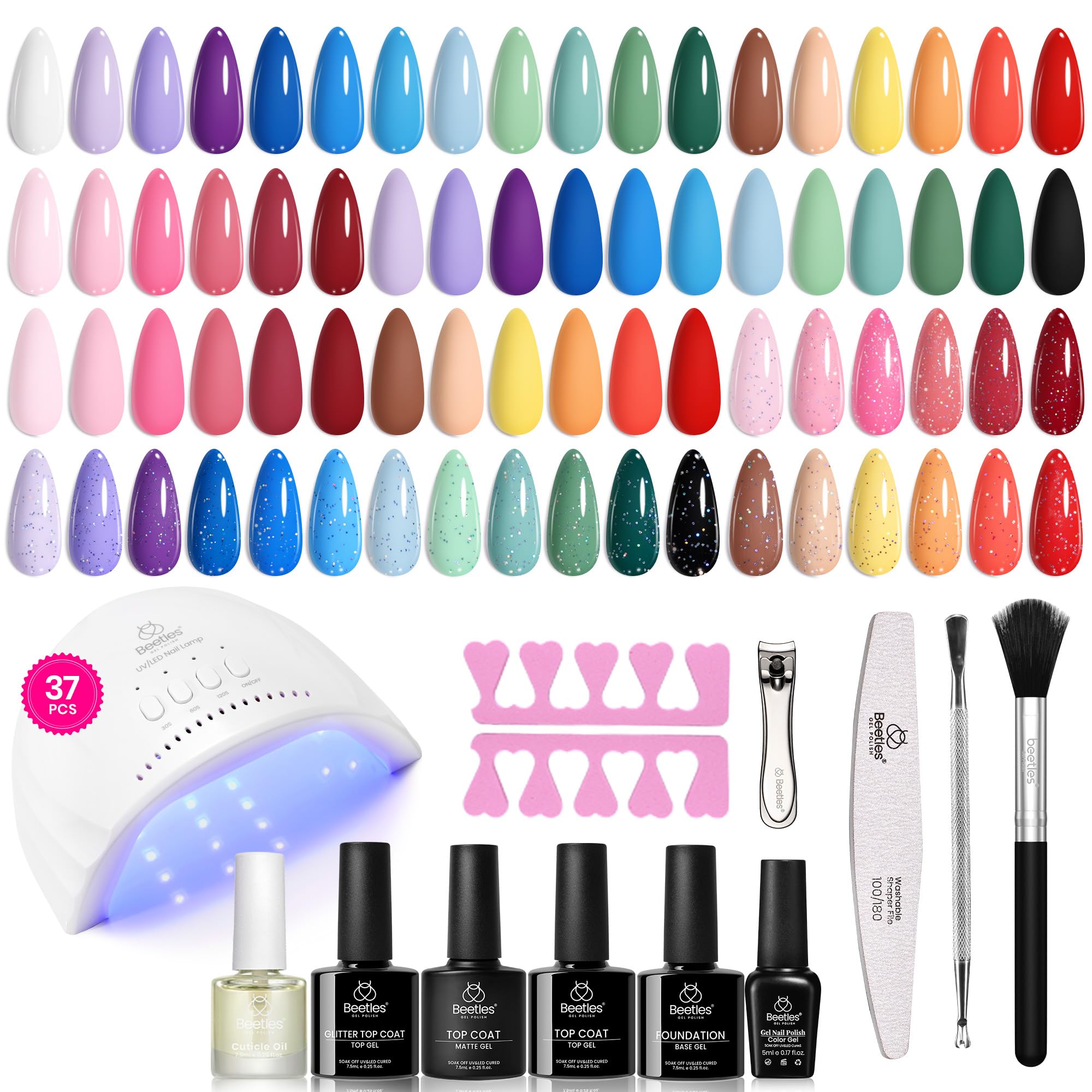 Beetles Gel Nail Polish Kit with 37 colors for versatile at-home manicures