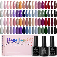 Beetles Gel Polish Set with 36 colors displayed for easy selection and inspiration