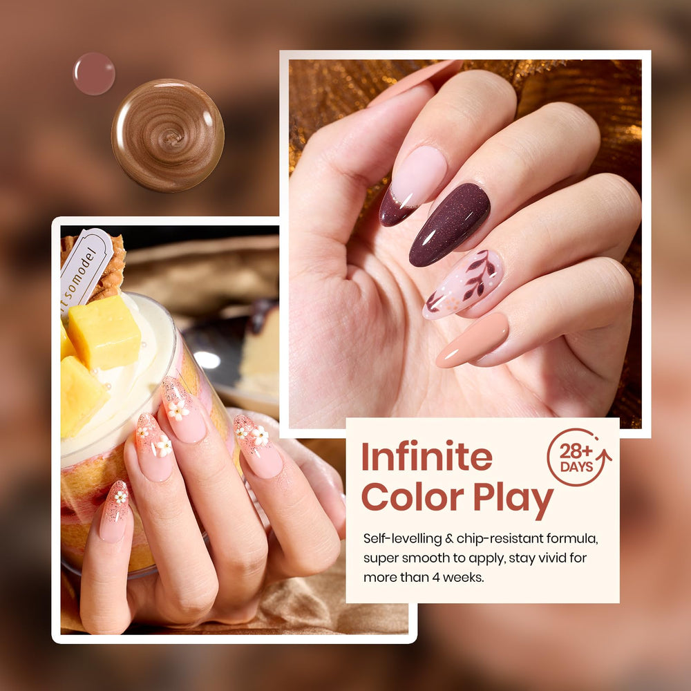 Nail art idea using warm browns for fall or cozy look