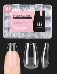 Beetles Gel Nail Tips corto ataúd pre-etchado para extensión de uñas