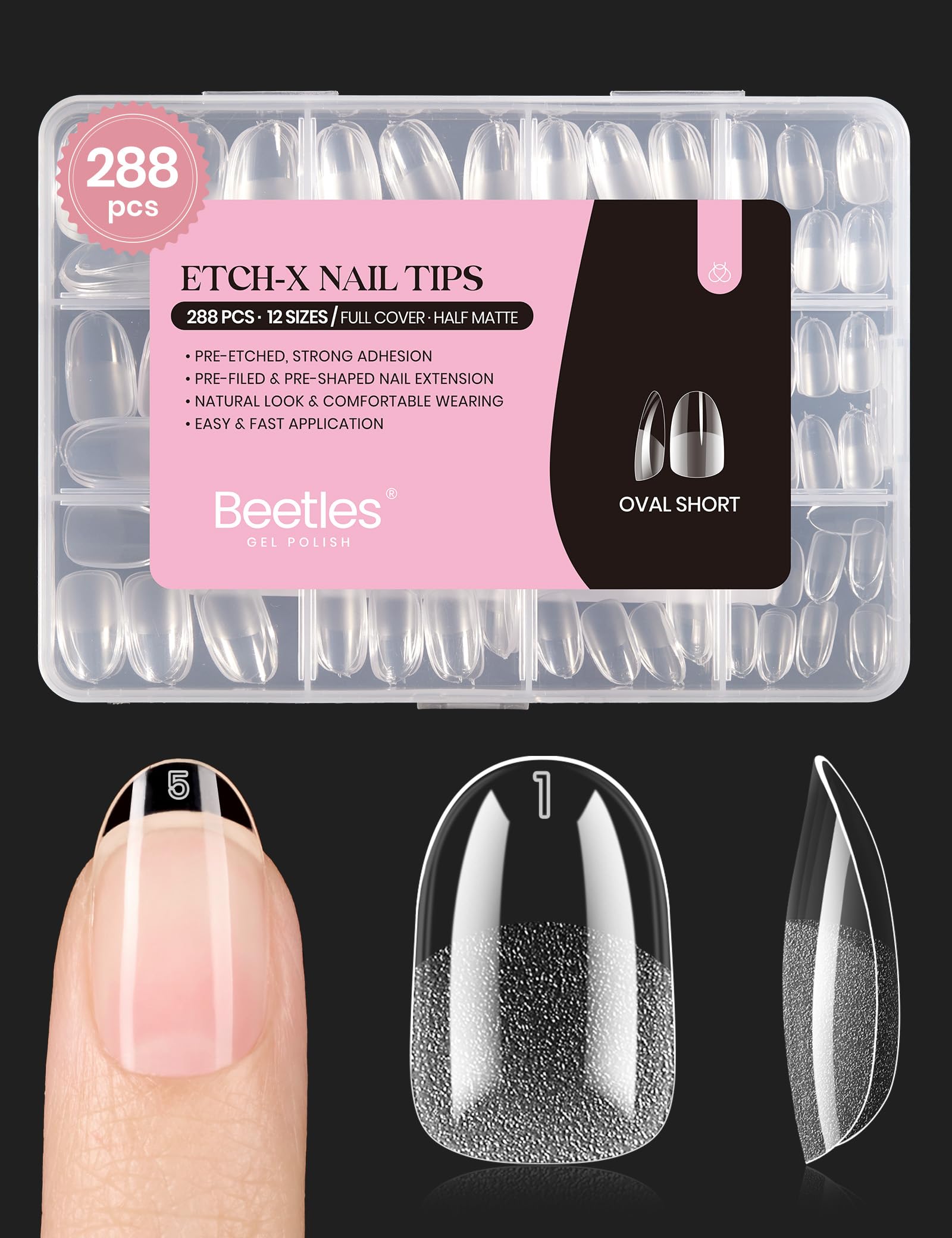 Beetles extensiones de uñas gel cortas ovaladas listas para uñas rápidas.