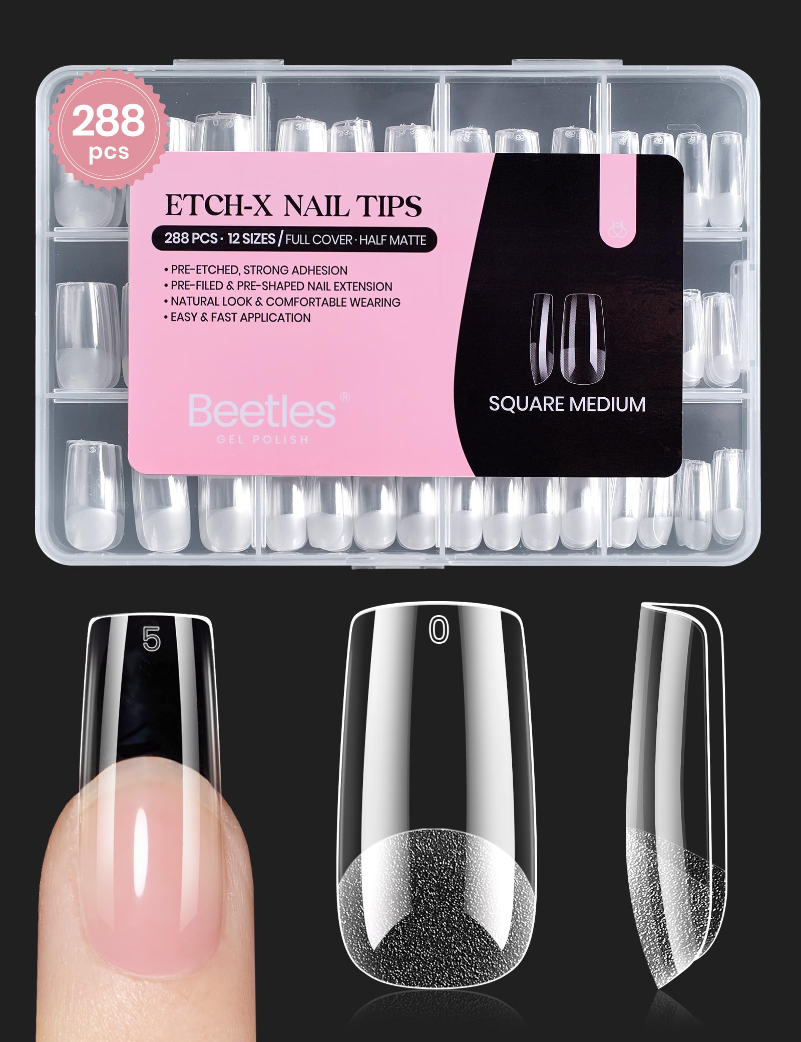 Beetles Gel Nail Tips Etch-X: vista frontal del paquete para ideas de manicura en casa