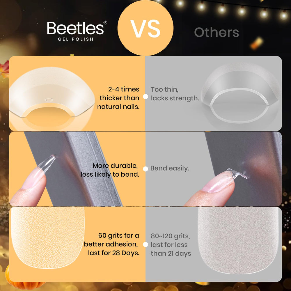 Beetles Gel Nail Tips Etch X preformadas y fáciles de aplicar en casa.