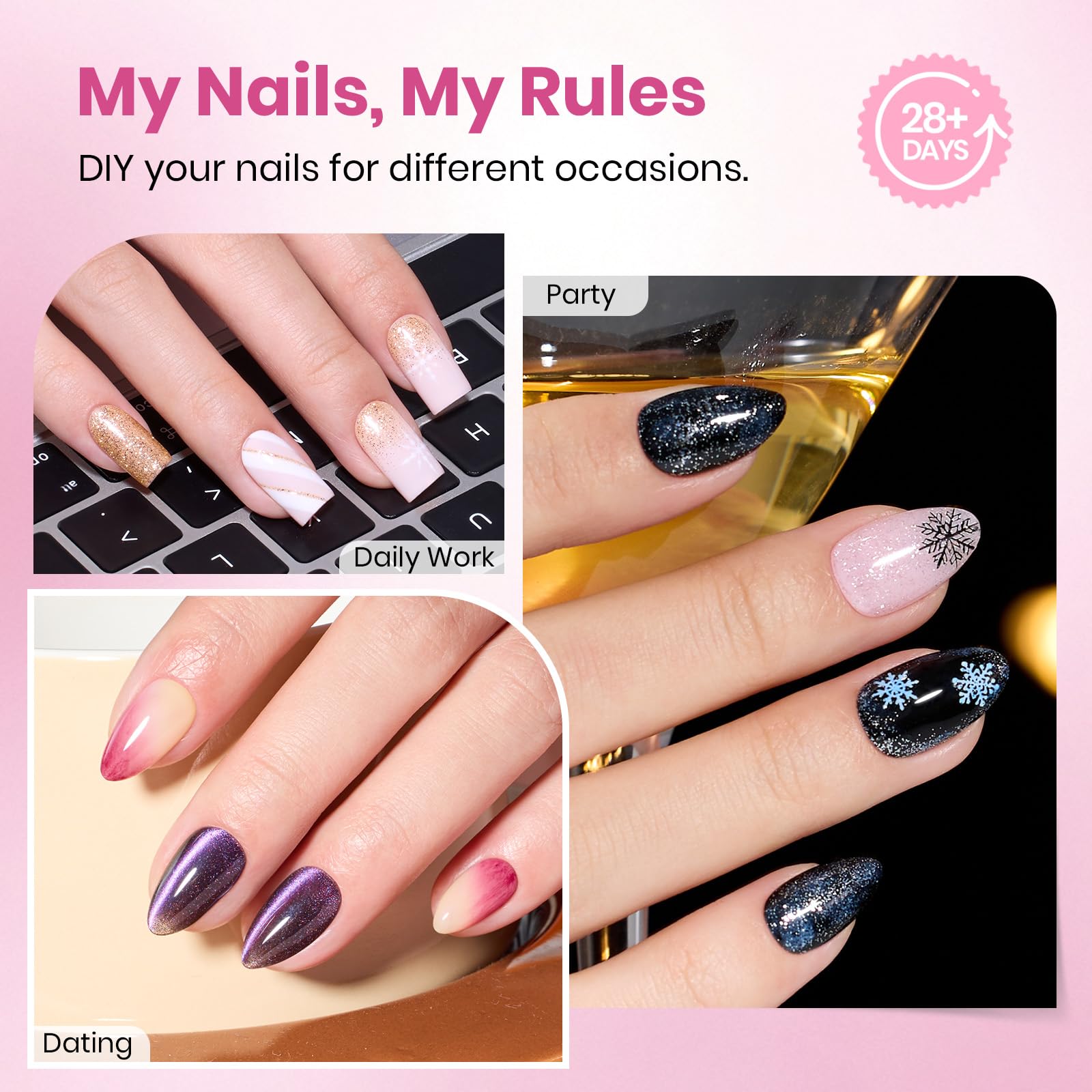 Beetles Gel Nail Tips Flat-X con 16 tallas para ajuste preciso