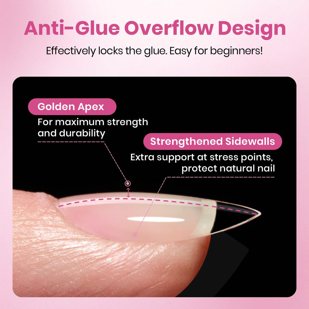 Beetles Gel Nail Tips Flat-X borde trasero delgado para adherencia rápida