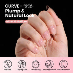 Puntas full-cover almendra suave: acabado natural y cómodo